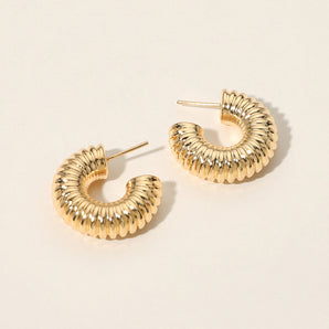 Gold Filled Ribbed Hoop Earrings