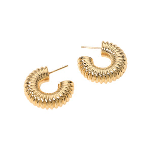 Gold Filled Ribbed Hoop Earrings