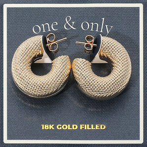 Gold Filled Textured Hoop Earrings