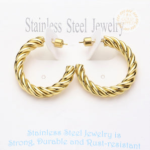 Water Resistant Twist Hoop Earring