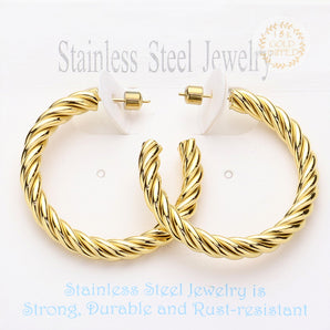 Water Resistant Twist Hoop Earring