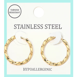 Water Resistant Twisted Huggie Earring