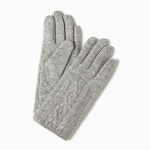 Cable Wool Gloves in Grey