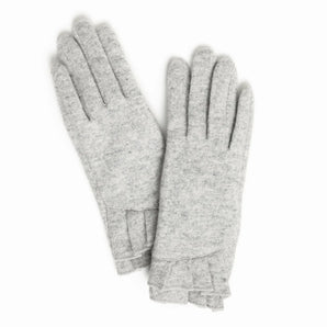 Pleated Cuff Wool Gloves in Grey