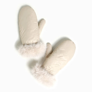 Puffer Mittens in Ivory