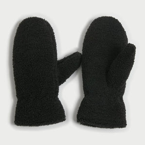 Sherpa Teddy Mittens in Black