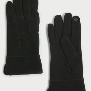 Real Suede Gloves in Black