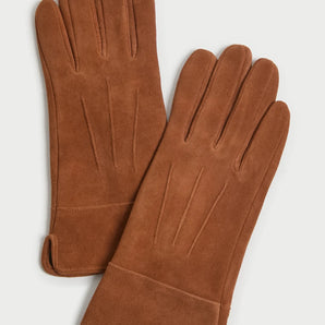 Real Suede Gloves in Cognac