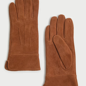 Real Suede Gloves in Cognac