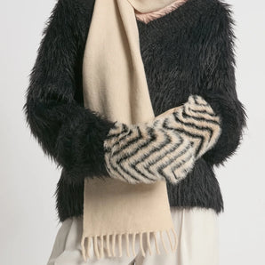 Chevron Zebra Mittens in Beige