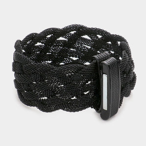 Braided Metal Mesh Magnetic Bracelet in Black