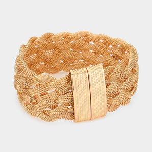 Braided Metal Mesh Magnetic Bracelet in Gold