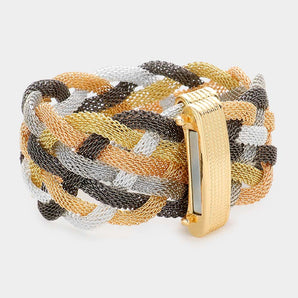 Braided Metal Mesh Magnetic Bracelet in Multi Color