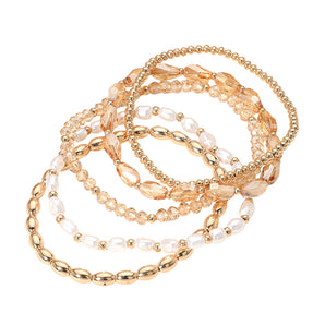 Multi Layer Beaded Bracelet in Champagne