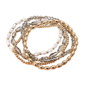Multi Layer Beaded Bracelet in Pearl