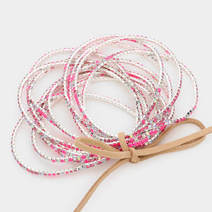 Rhinestone Stretch Bracelets in Pink