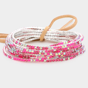 Rhinestone Stretch Bracelets in Pink