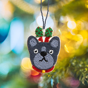 Frenchie Seed Bead Ornament