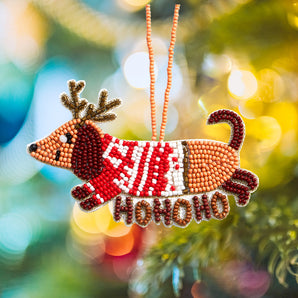 Rudolph Dog Seed Bead Ornament