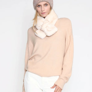 Two Tone Keyhole Scarf in Ivory