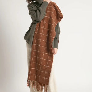 Windowpane Scarf in Brown