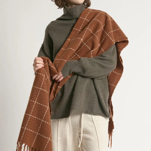 Windowpane Scarf in Brown