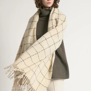 Windowpane Scarf in Ivory