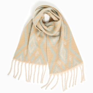 Aztec Grunge Scarf - Beige