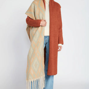 Aztec Grunge Scarf - Beige