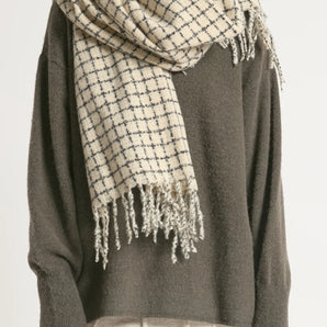 Windowpane Scarf in Ivory