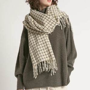 Windowpane Scarf in Ivory