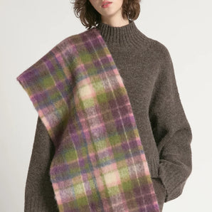 Grape Check Wool Scarf