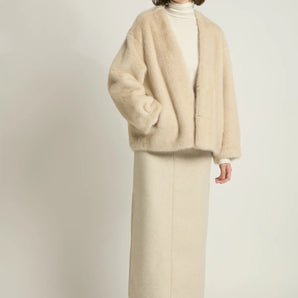 Reve Fur Jacket in Beige