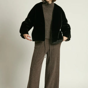 Reve Fur Jacket in Black