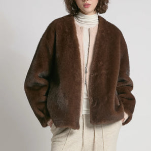 Reve Fur Jacket in Espresso