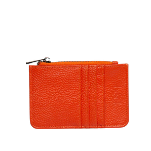 Leather Card / Coin Wallet in Orange