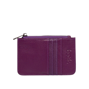 Leather Card / Coin Wallet in Deep Purple