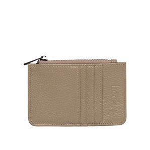 Leather Card / Coin Wallet in Light Taupe