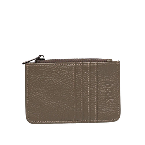 Leather Card / Coin Wallet in Taupe