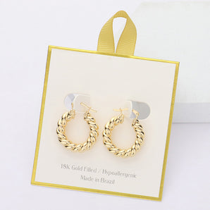 Gold Filled Twisted Hoop Earrings
