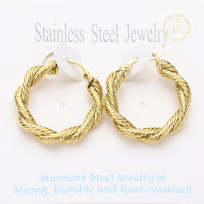 Water Resistant Twist Hoop Earring