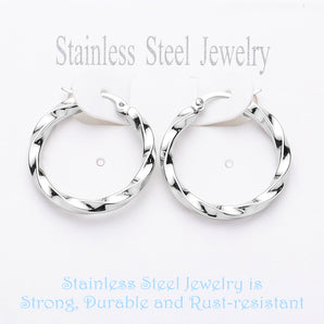 Water Resistant Twist Hoop Earring