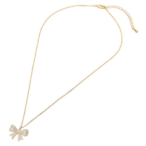 18k Gold Dipped Pave Bow Necklace