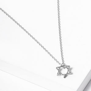 White Gold Dipped Star of David Necklace