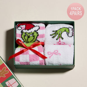 Set/4 Grinch Fuzzy Socks