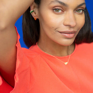 Enamel Huggie Hoop Earring in Green