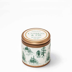 Cypress Fir Tin Candle in White