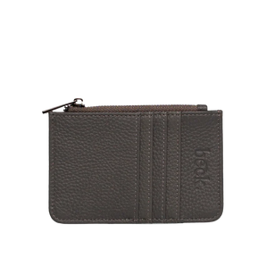 Leather Card / Coin Wallet in Charcoal Gray