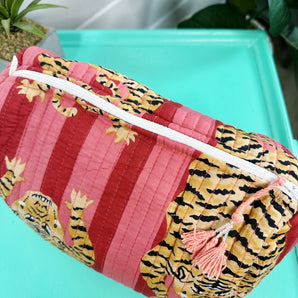 Cosmetic Bag in Tiger Cranberry