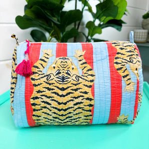 Cosmetic Bag in Tiger Blue/Tomato